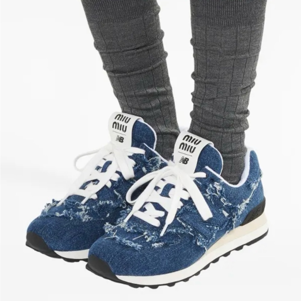 Miu Miu Distressed Blue Sneakers